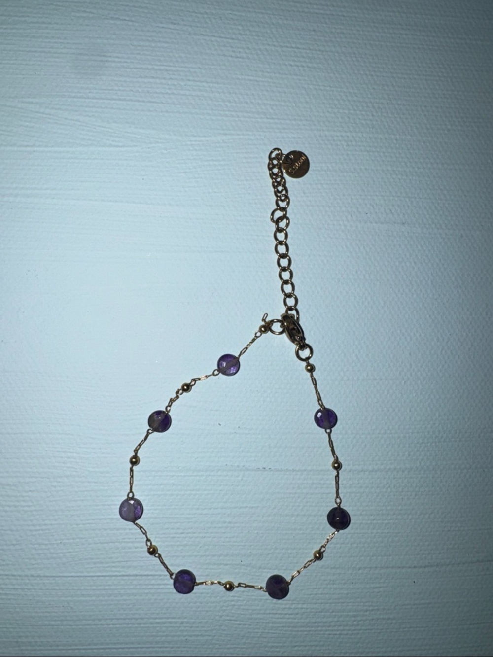 Francesca's Collections Gold Chain Bracelet with Purple Beads